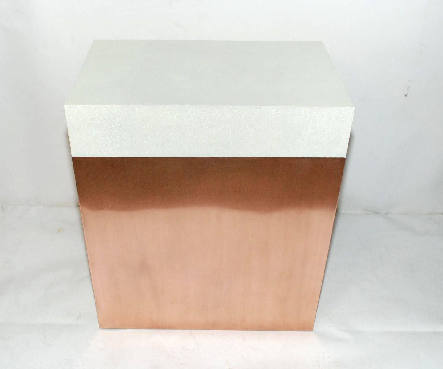 Pair of Shagreen and Copper Side Tables 1
