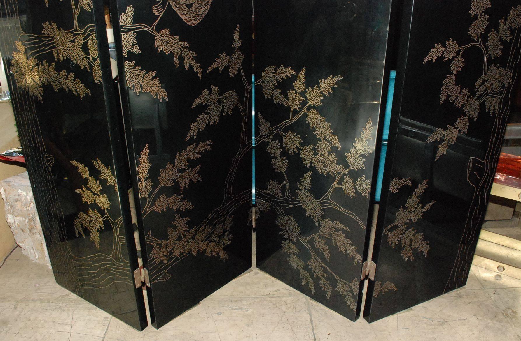 French Adnet Style Brass Inlay Screen
