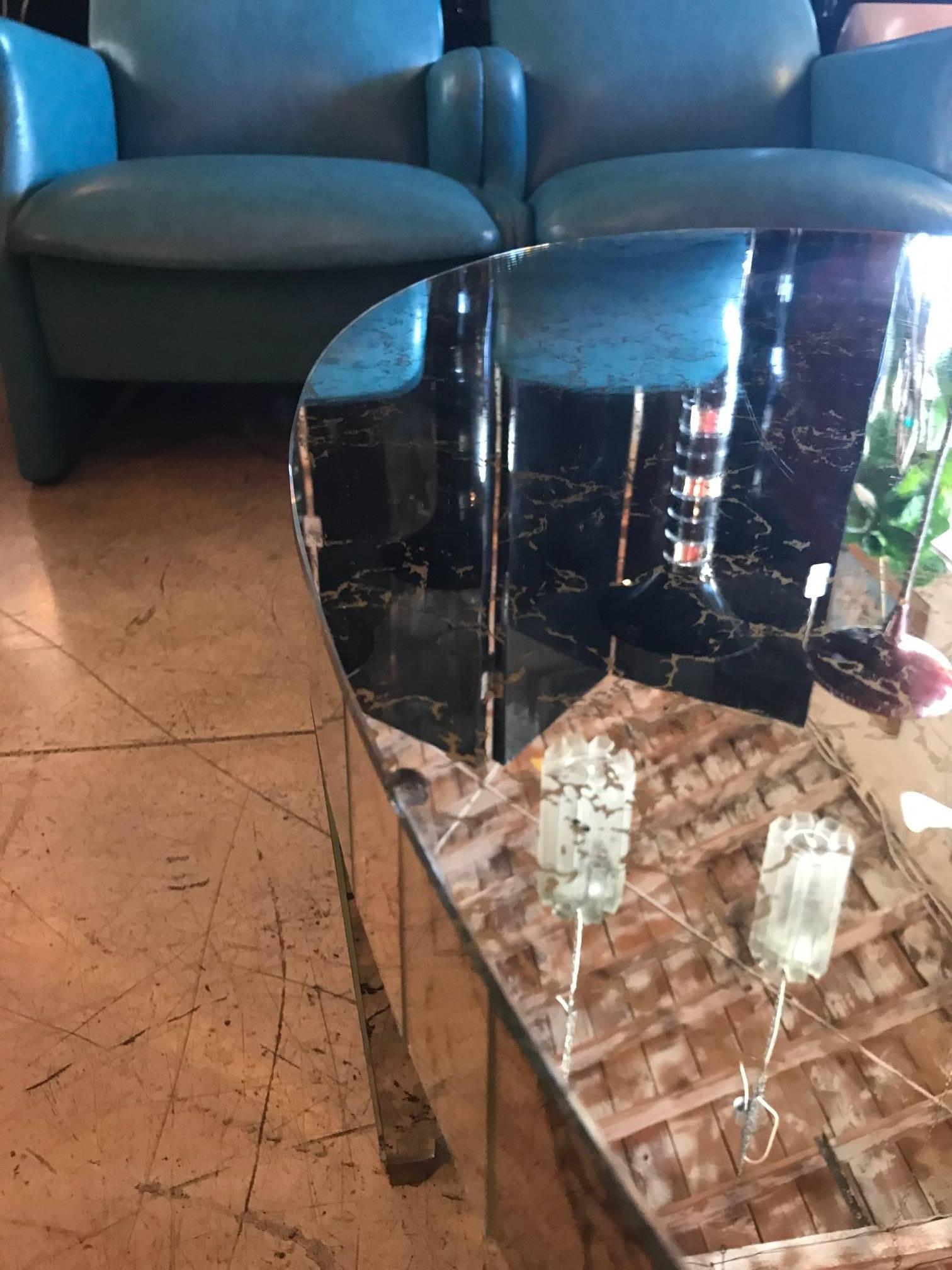 American 1970s Mirrored Coffee Table by Campbell Glass Los Angeles For Sale