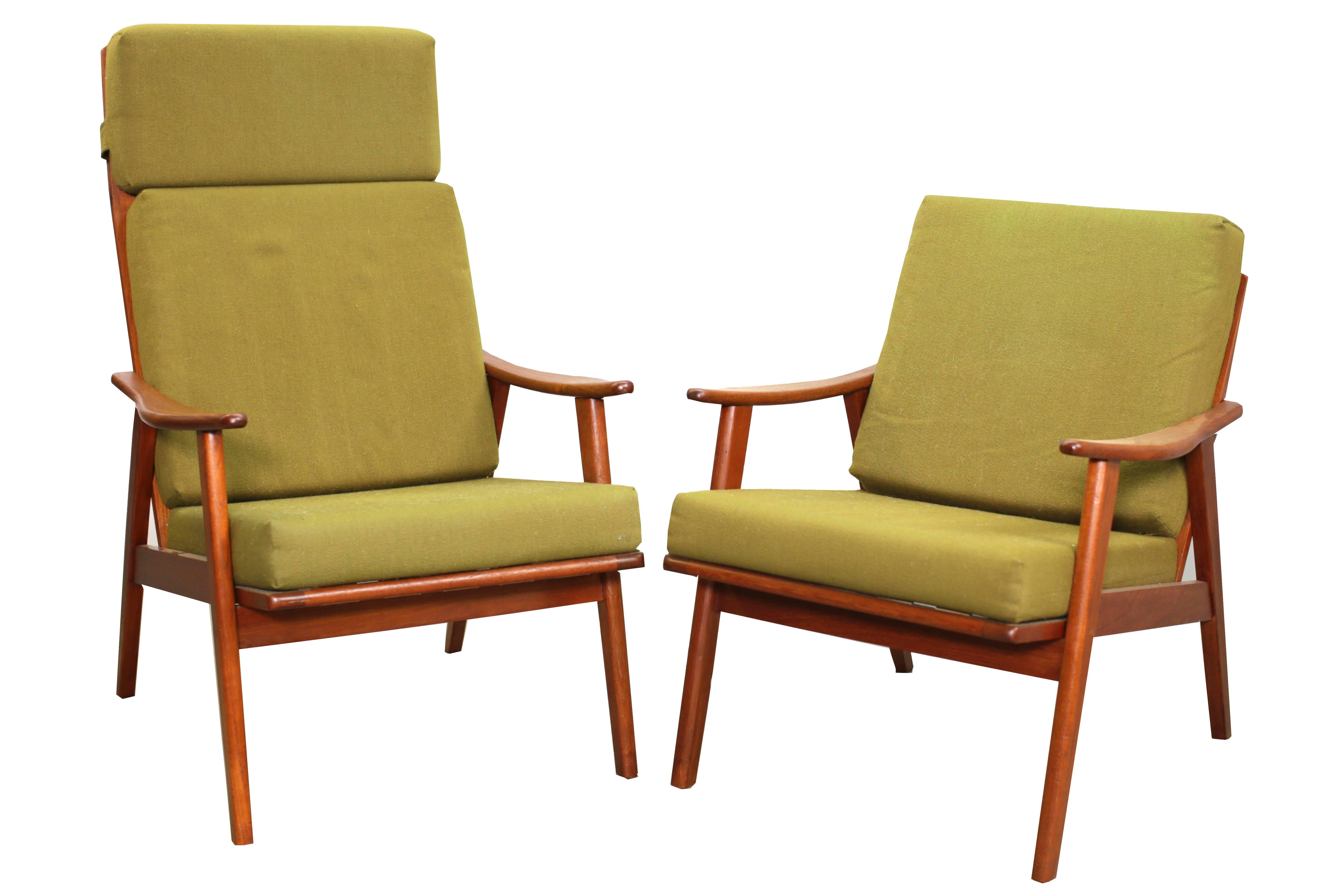 Danish Modern High Back Arm Chair (now in red fabric) In Excellent Condition For Sale In New York, NY