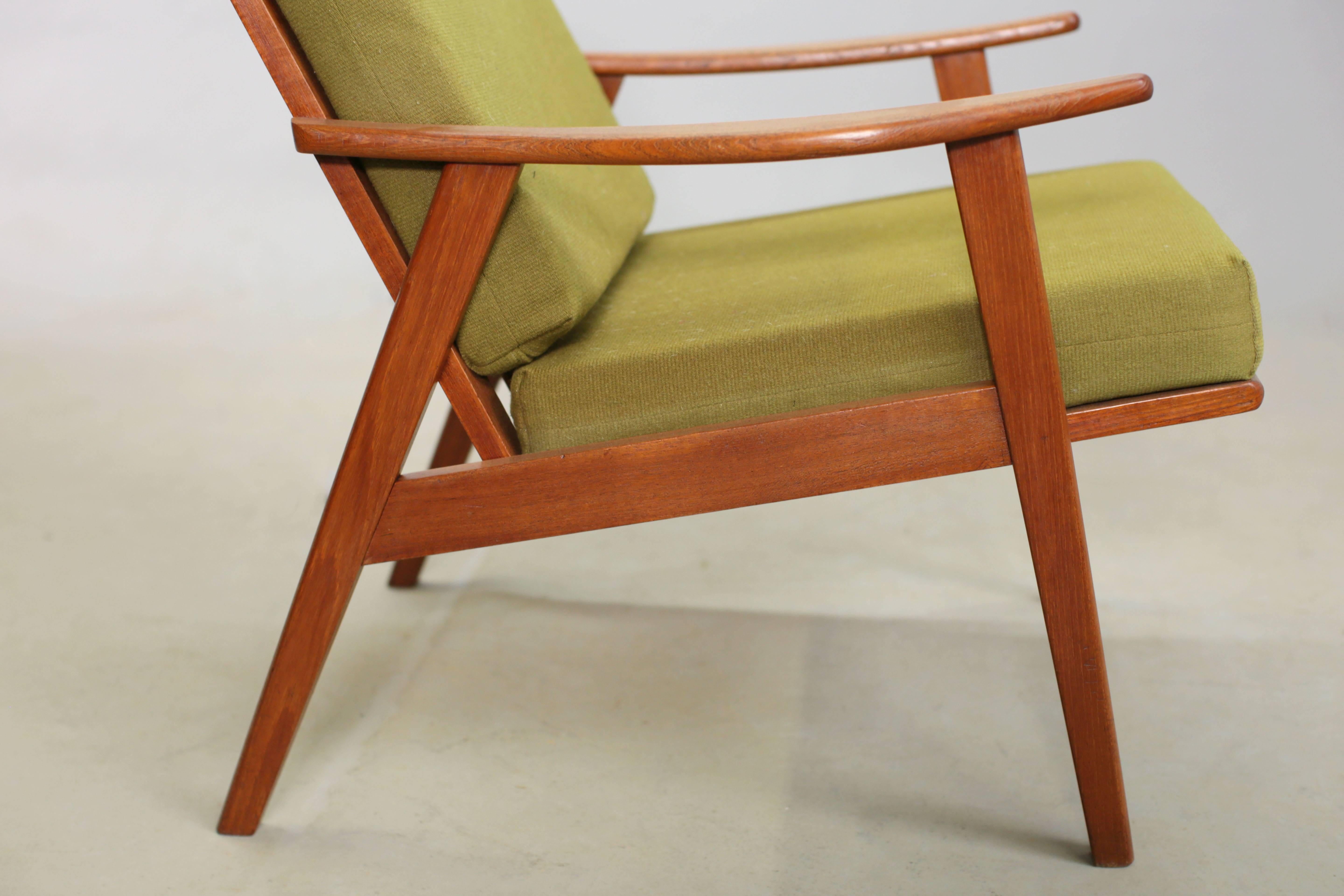Oiled Mid Century Danish Arm Chair (now in red fabric) For Sale