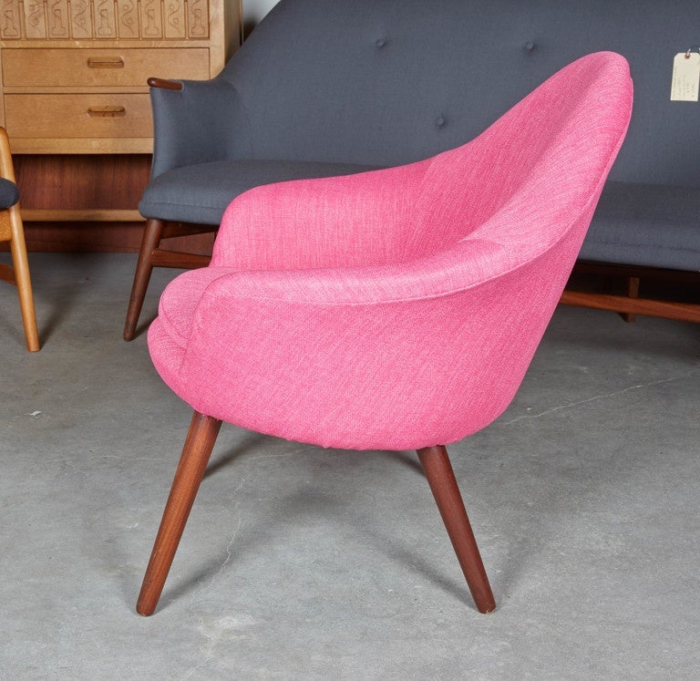 Oiled Danish Atomic Barrel Chair, Pink