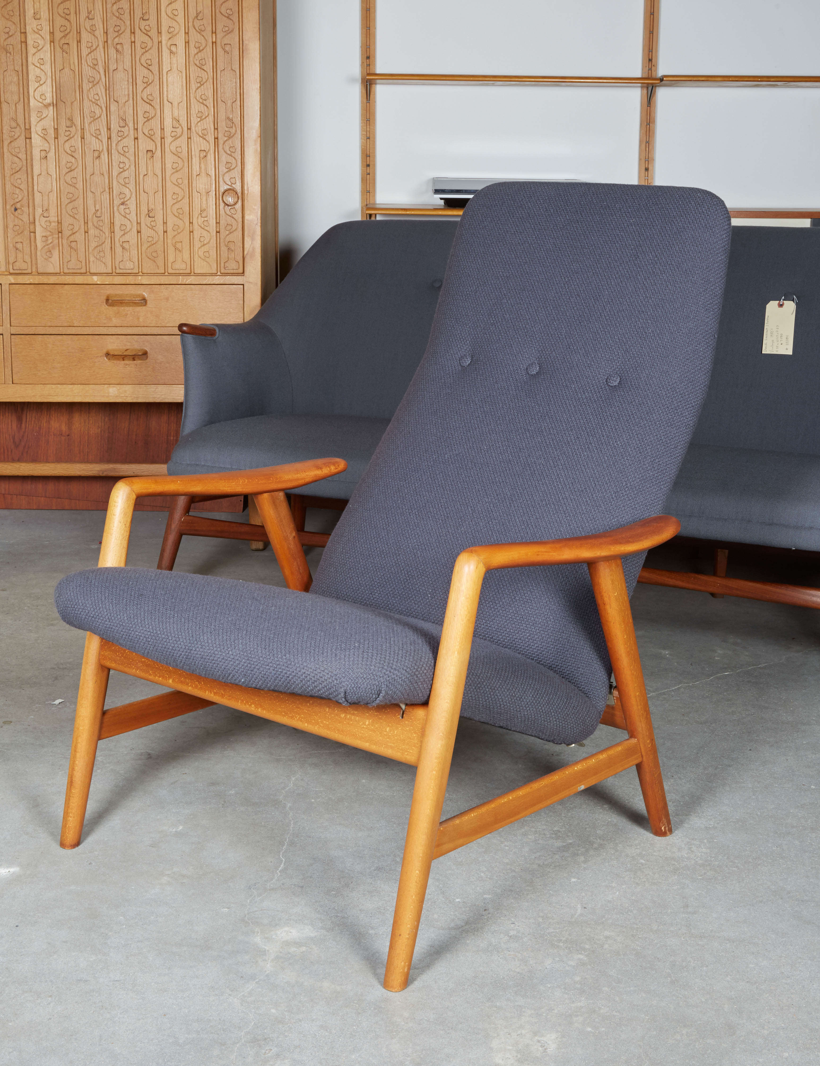 Danish Recliner Chair, Grey