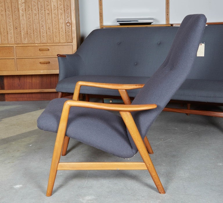 Oiled Danish Recliner Chair, Grey