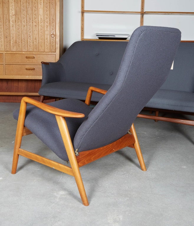 20th Century Danish Recliner Chair, Grey