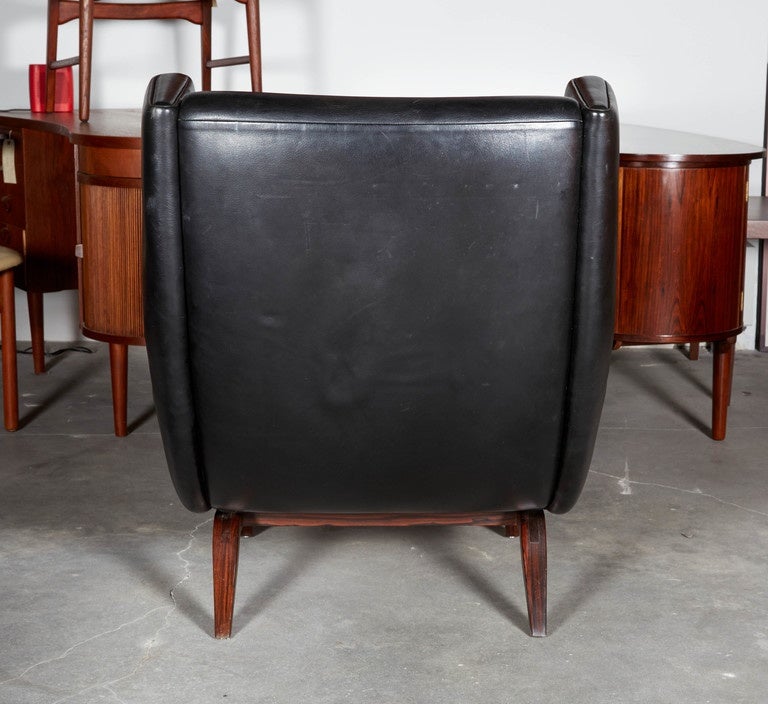 Leather Wingback Chair by Illum Wikkelso In Excellent Condition In New York, NY