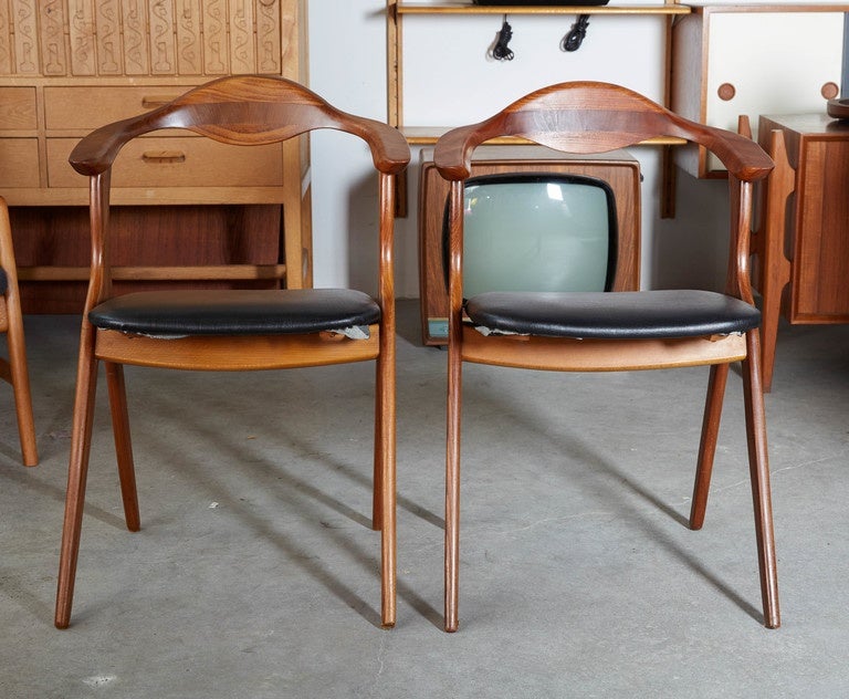 Vintage 1950s Pair of Occasional Chairs from Denmark

Here are a pair of armchairs with a curious anthropomorphic shape carved out of large pieces of solid teak. The back of this chair is extremely supportive; feels like the chair is actually