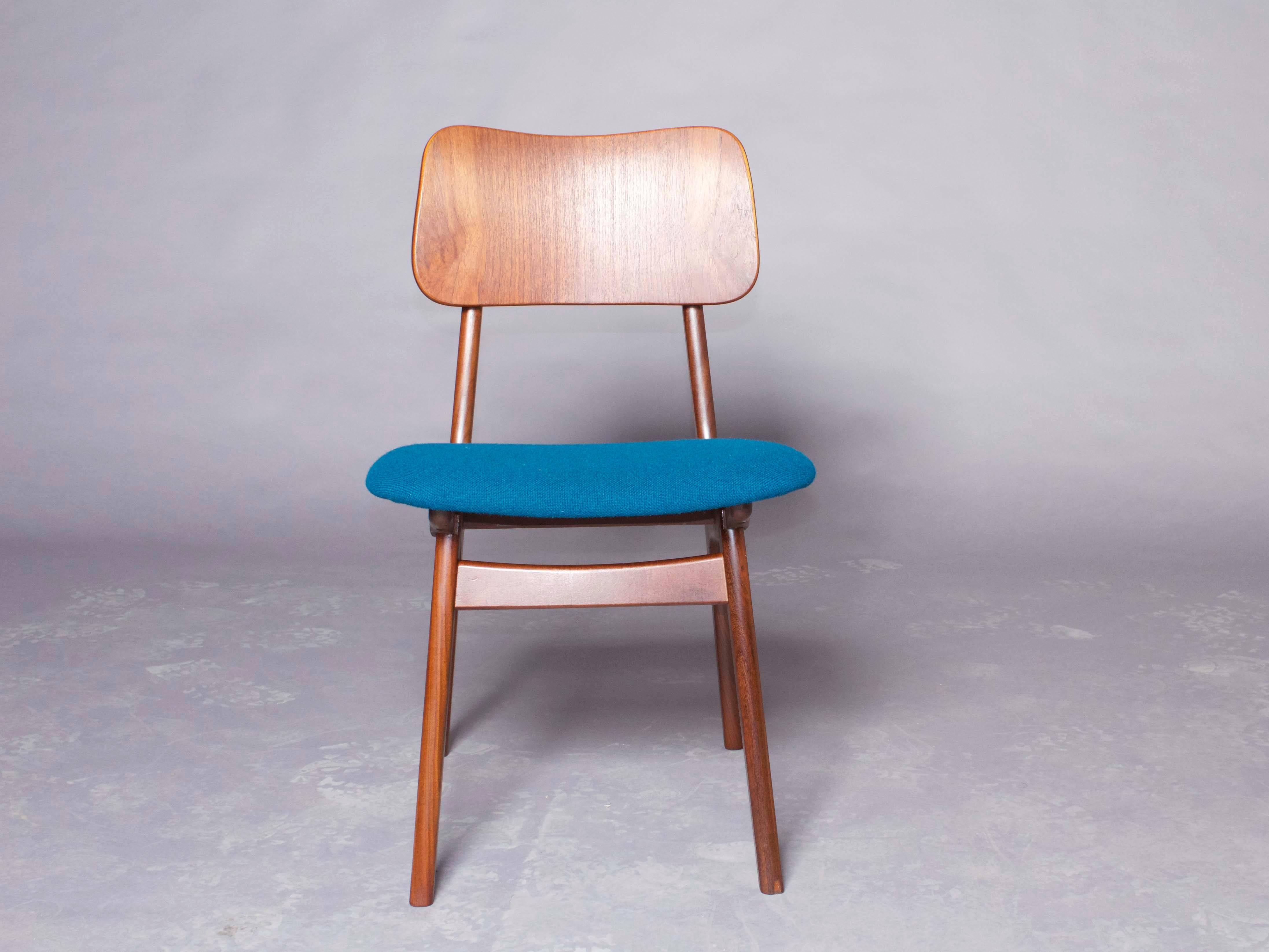 Danish Teak Dining Chairs by Arne Hovmand-Olsen, Set of Six, Blue