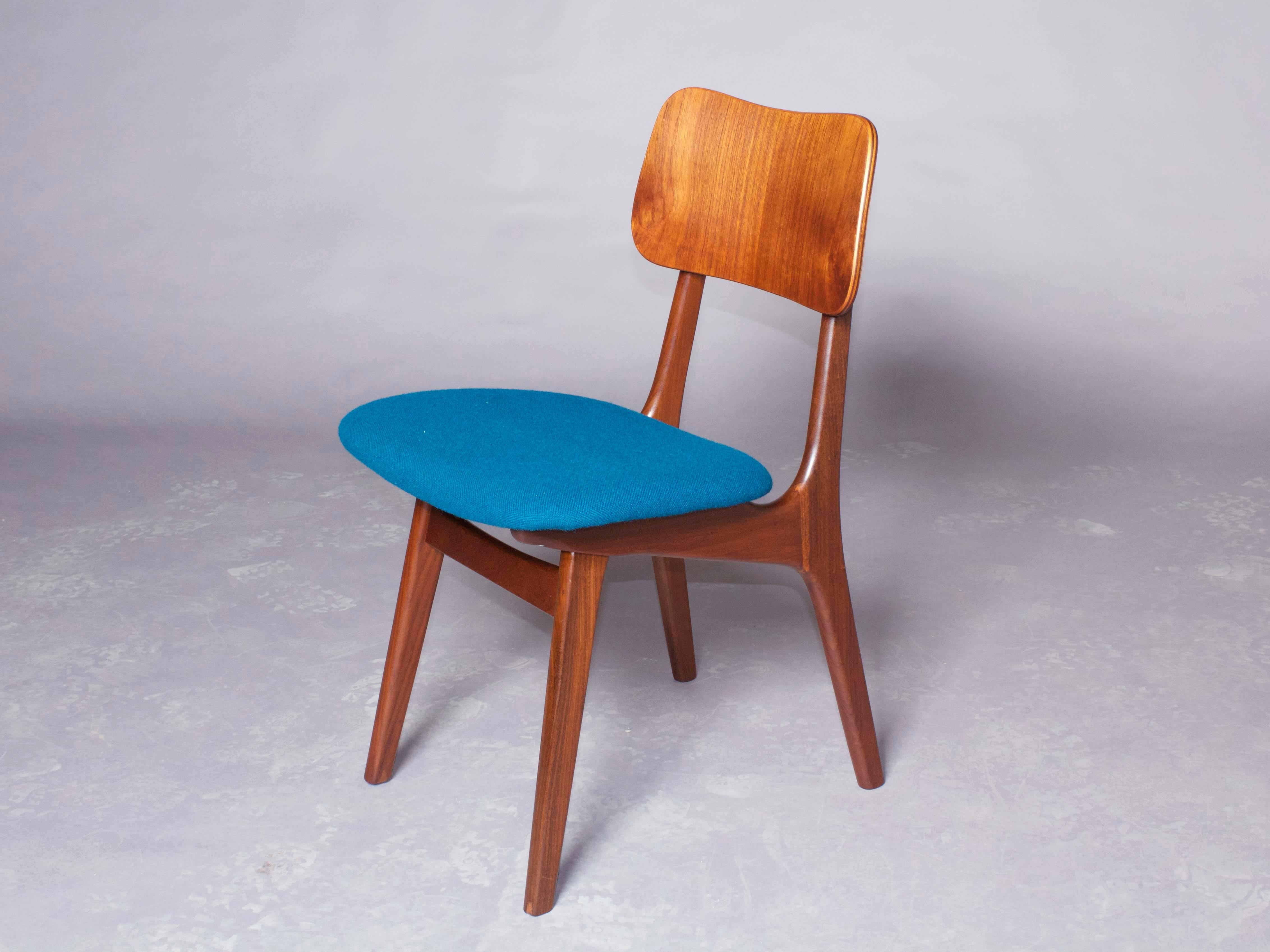 Scandinavian Modern Teak Dining Chairs by Arne Hovmand-Olsen, Set of Six, Blue