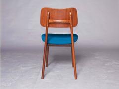 Teak Dining Chairs by Arne Hovmand-Olsen, Set of Six, Blue