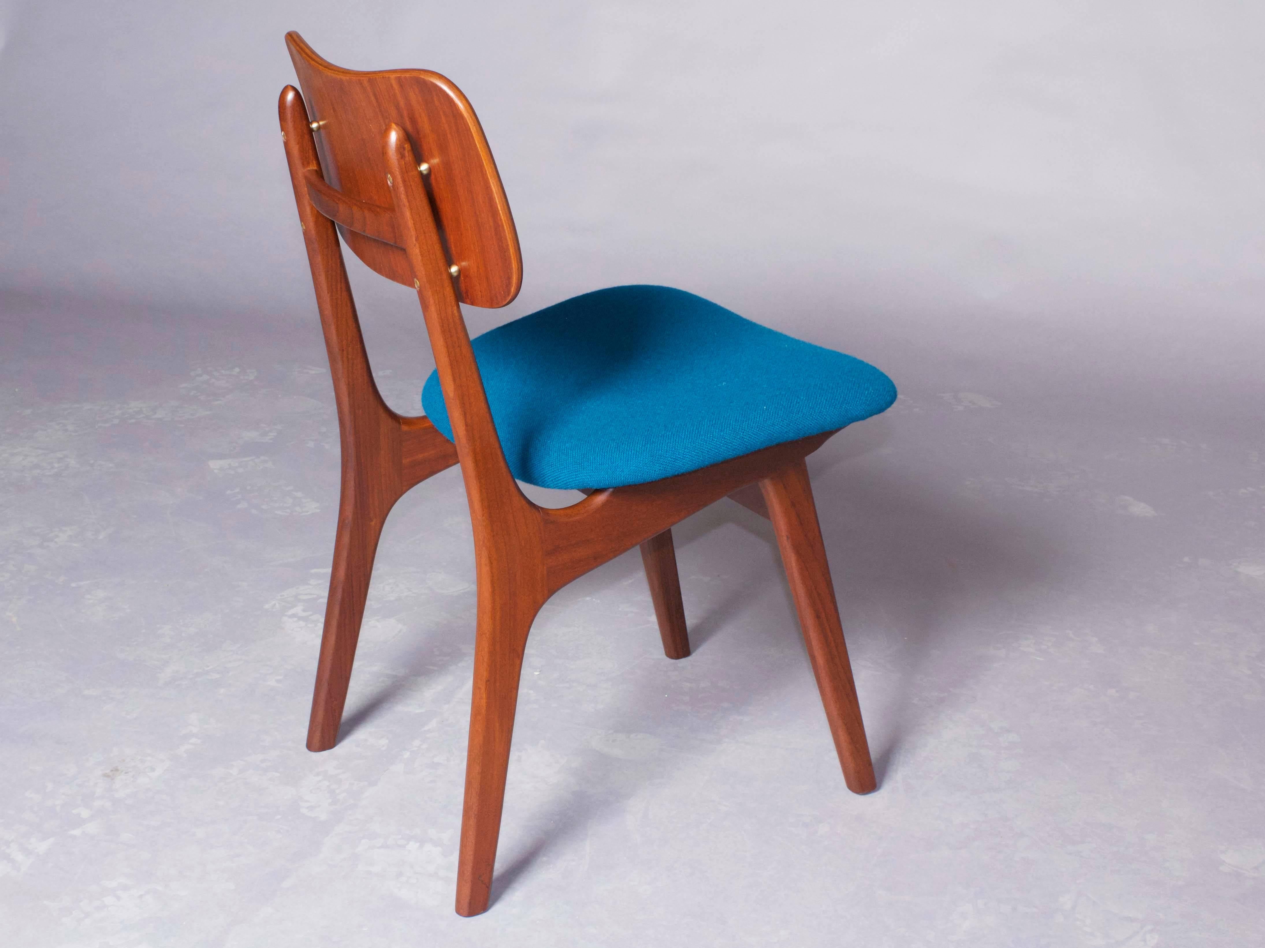 Mid-20th Century Teak Dining Chairs by Arne Hovmand-Olsen, Set of Six, Blue
