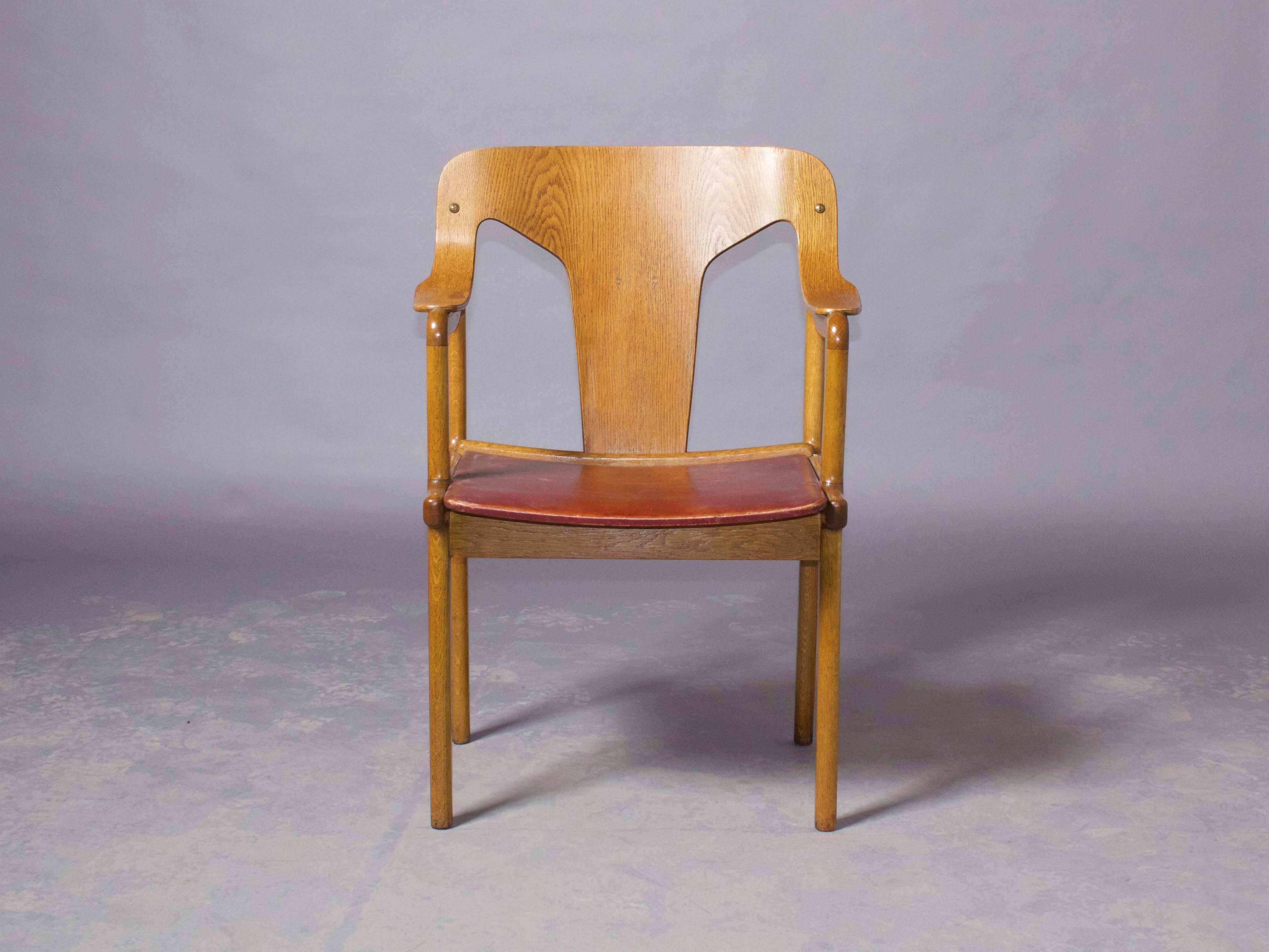 Norwegian Oak Dining Armchairs by Bjorn Engo from Sweden, Pair For Sale