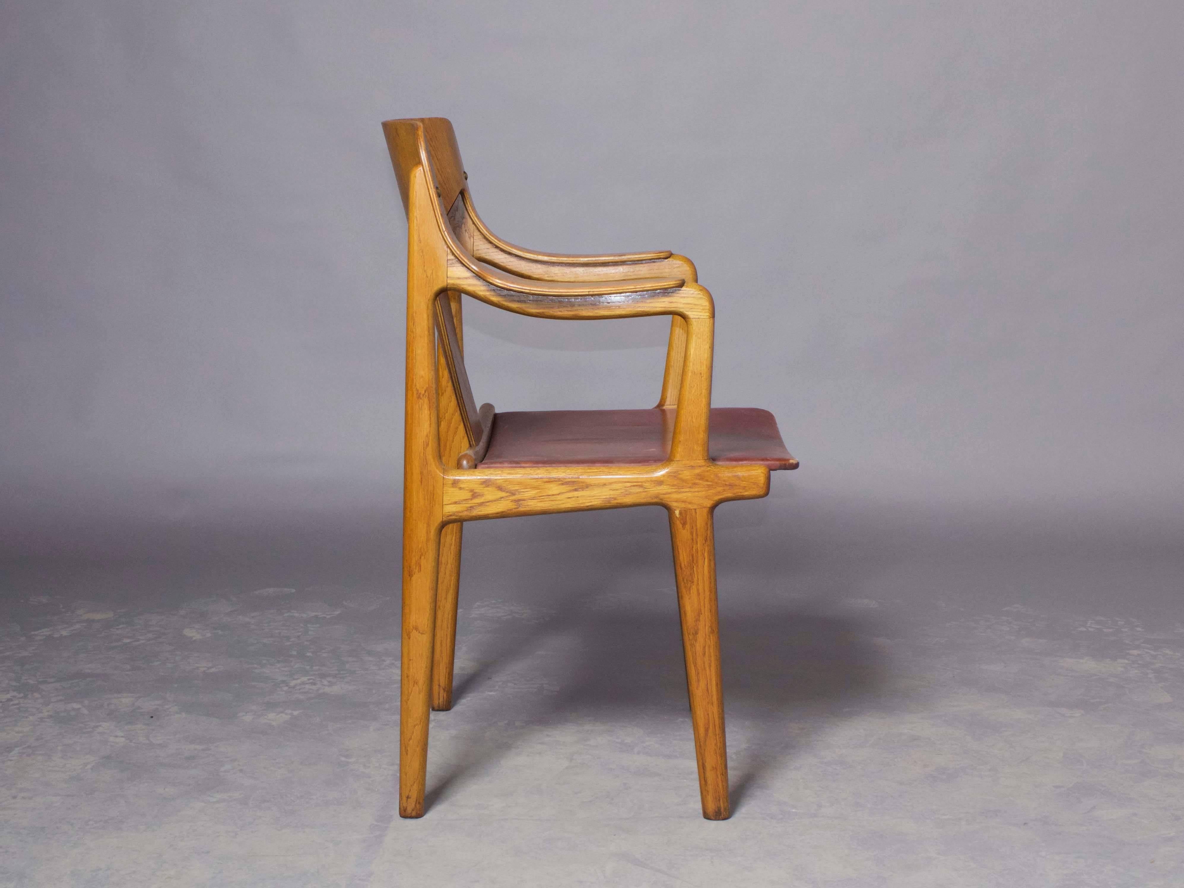 Oiled Oak Dining Armchairs by Bjorn Engo from Sweden, Pair For Sale