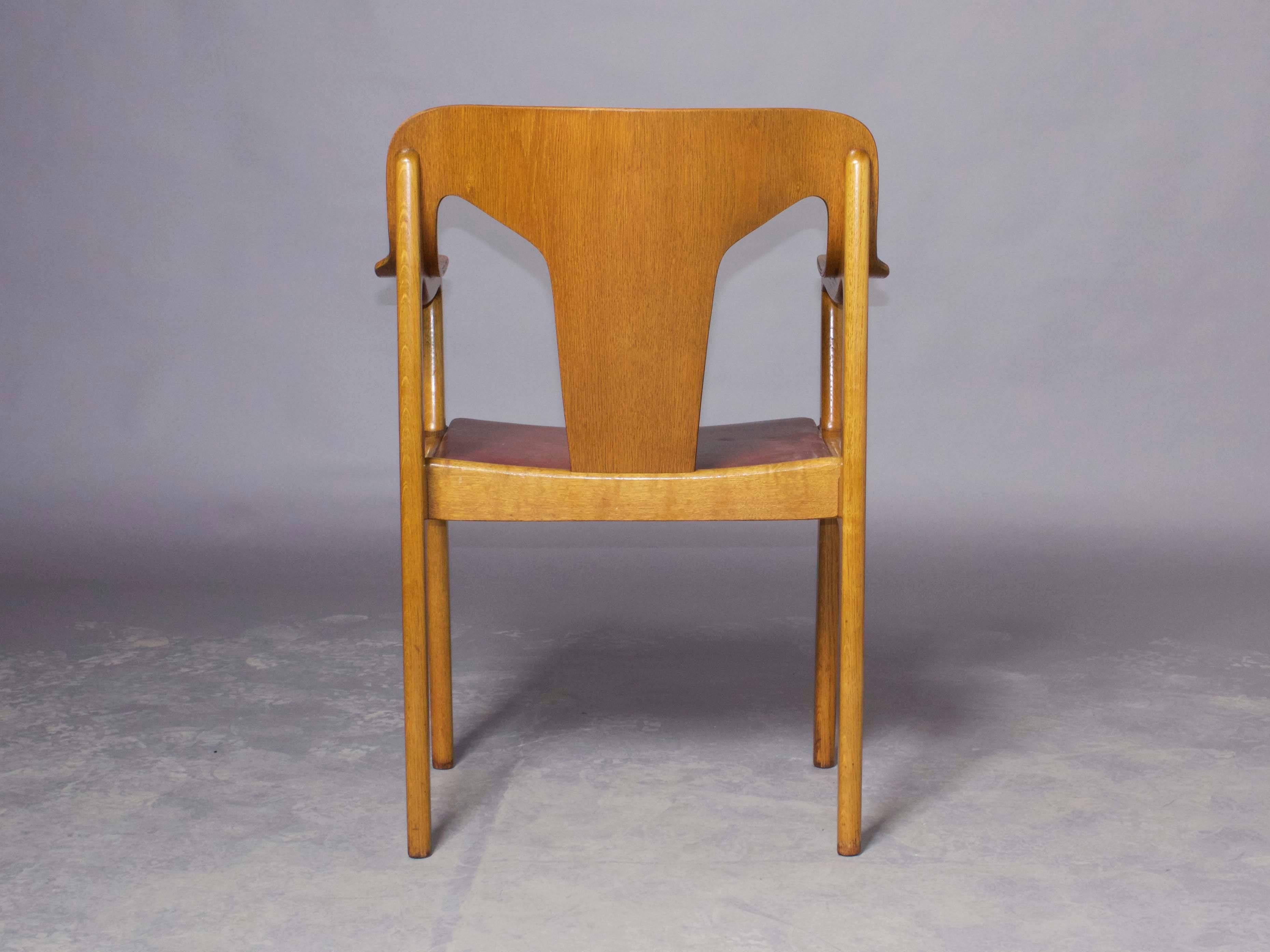 Oak Dining Armchairs by Bjorn Engo from Sweden, Pair In Excellent Condition For Sale In New York, NY