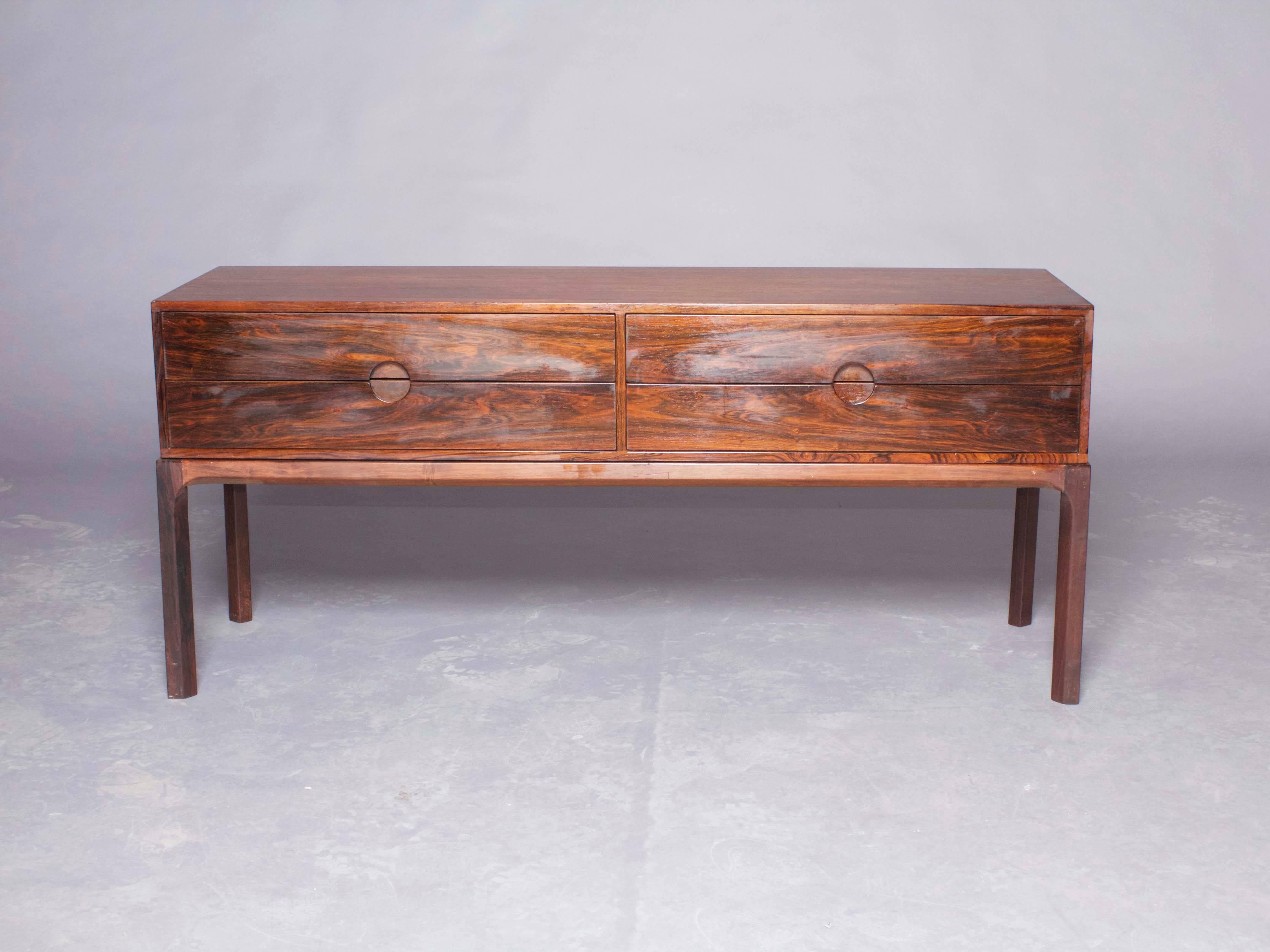 Danish Rosewood Low Sideboard #394 by Aksel Kjersgaard For Sale