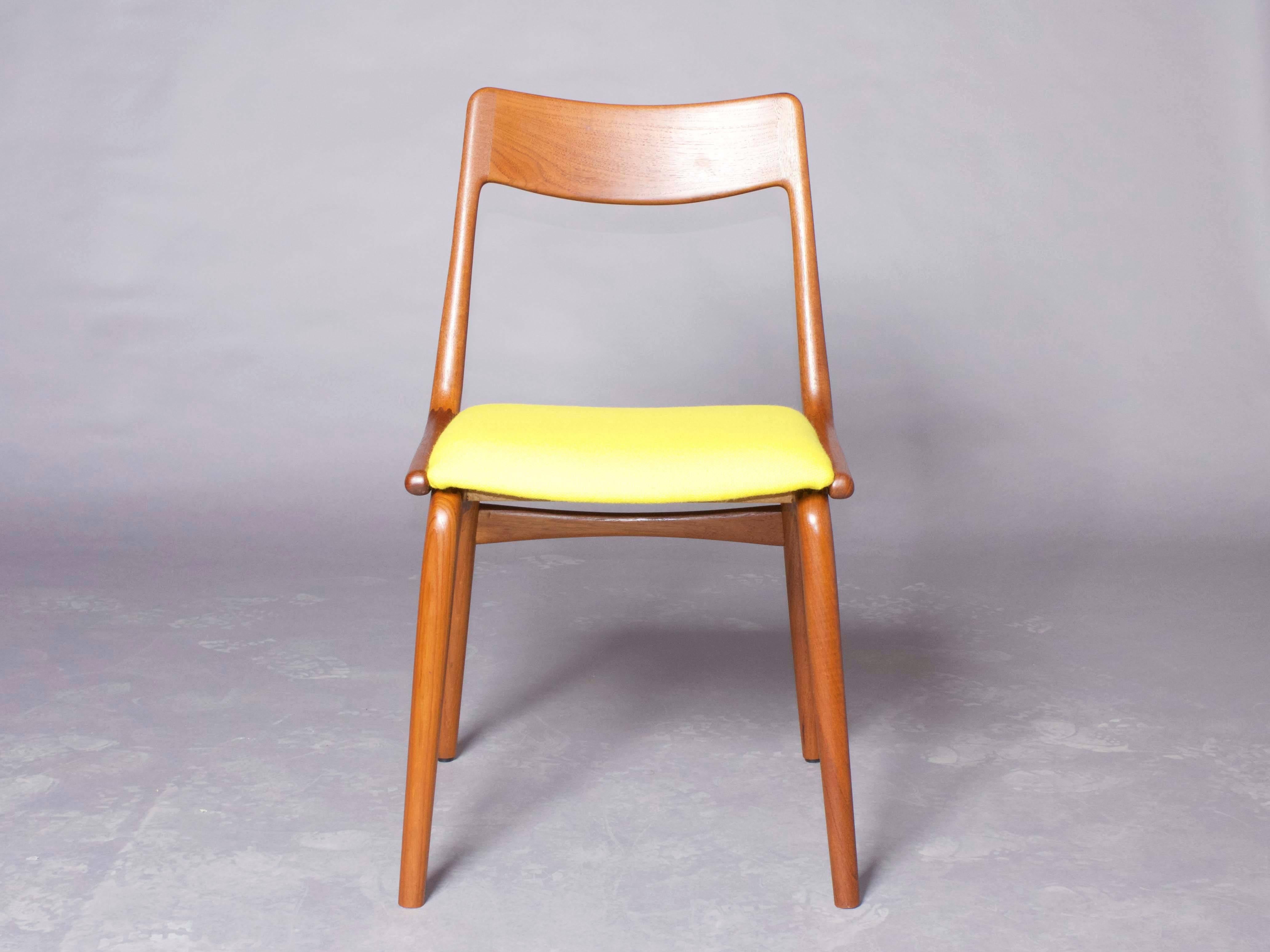 Scandinavian Modern Boomerang Dining Chairs by Erik Christiansen, Set of SIX, Yellow