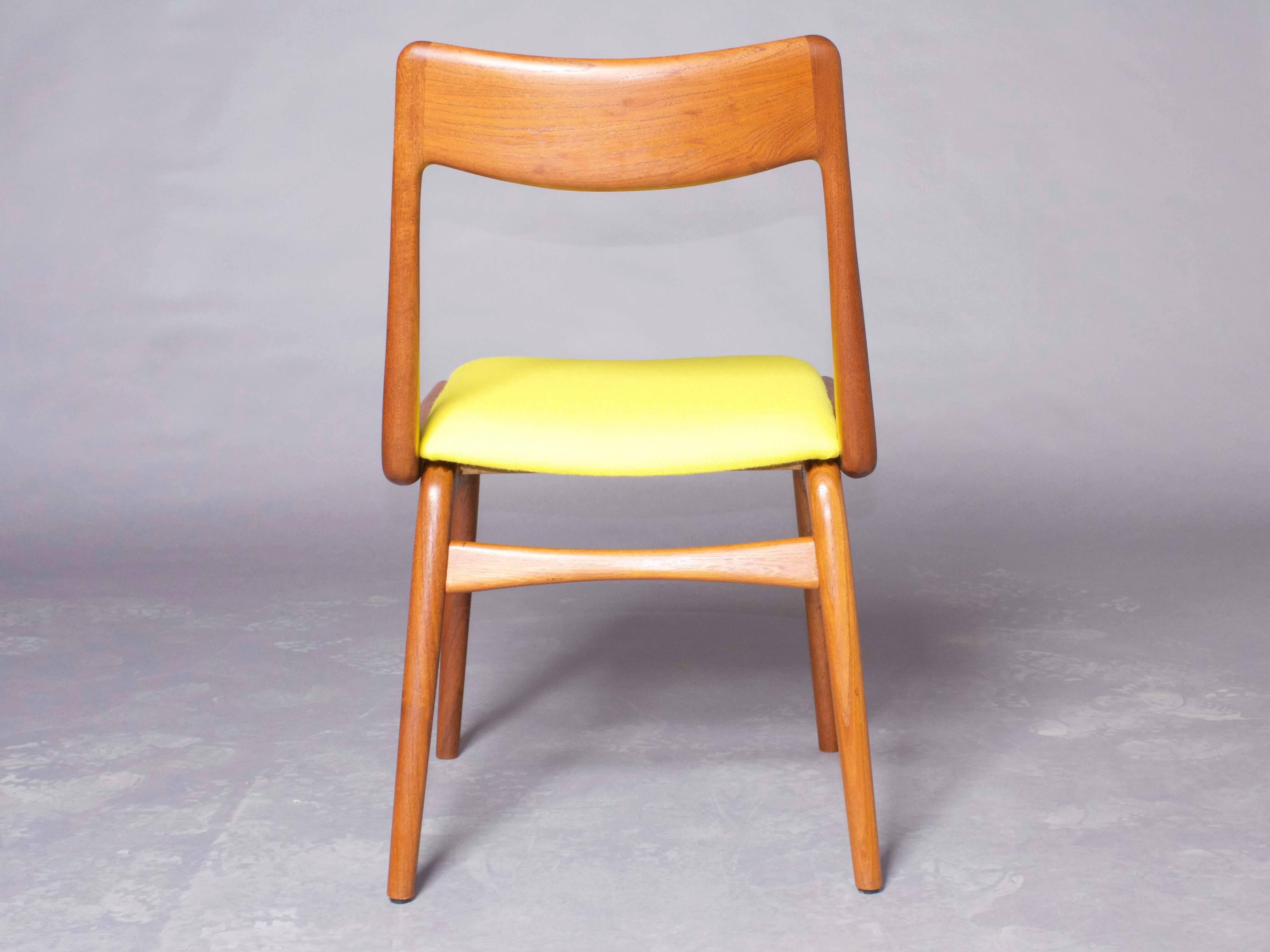 Danish Boomerang Dining Chairs by Erik Christiansen, Set of SIX, Yellow