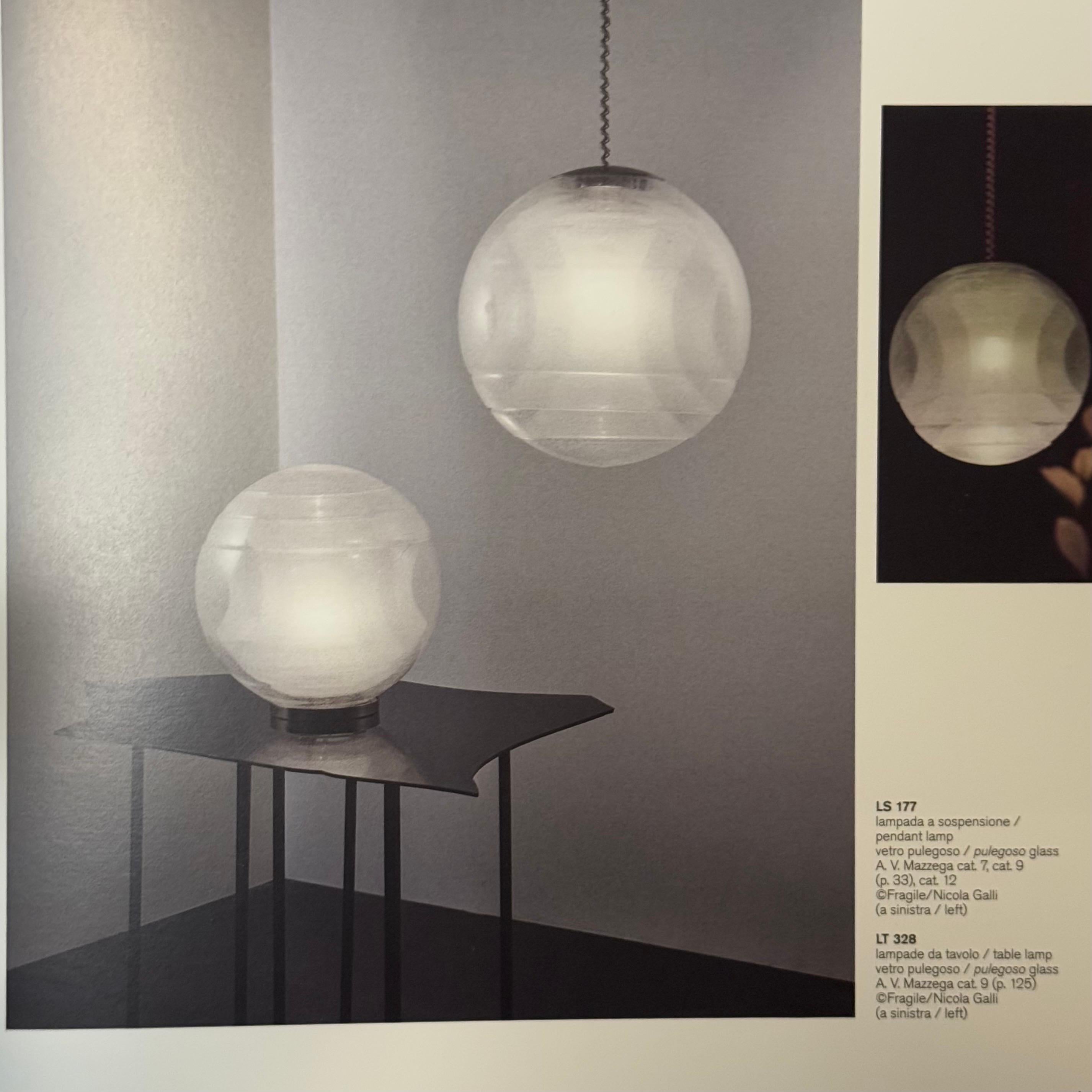 Carlo Nason Model LT328 Italian Table Lamp, Pulegoso Glass, 1970s, Labeled For Sale 13