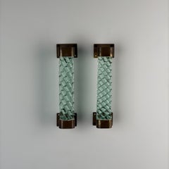 Paar Türgriffe aus Murano-Glas und Messing von Archimede Seguso, Seguso Vetri d'Arte