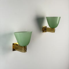 Seltene Wandleuchten aus Murano-Glas und Messing von Tomaso Buzzi für Venini, Paar, 1940er Jahre