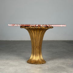 Art-Déco-Konsole von Pierluigi Colli aus handgeschnitztem, vergoldetem Holz und persischem Marmor