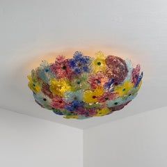 Archimede Seguso Polychrome Murano Glass Flush Mount, Italy, 1940