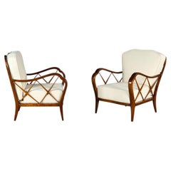 Pair of Paolo Buffa Cherrywood Lounge Chairs, Italy, 1940s