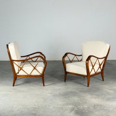 Pair of Paolo Buffa Cherrywood Lounge Chairs, Italy, 1940s