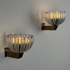 Rare Pair of “Corolla” Sconces by Archimede Seguso for Seguso Vetri d’Arte, 1930