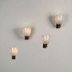 Rare Set of Four Carlo Scarpa Reticello Murano Glass Sconces for Venini, 1940s