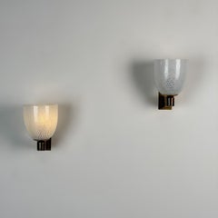 Rare Pair of Carlo Scarpa Reticello Murano Glass Sconces for Venini, 1940