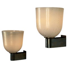 Raro par de apliques «Lattimo Aurato» de Carlo Scarpa para M.V.M. Cappellin, 1930