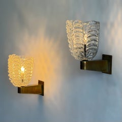 Rare Pair of Ercole Barovier “Spade” Sconces, Barovier & Toso, 1930s