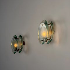 Rare Brass Version Model 2093 Wall Lights by Max Ingrand for Fontana Arte, 1960s