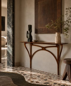 Sculptural Cherrywood Console Table, Attributed to Ico Parisi, Italy, 1950s