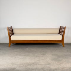 Gio Ponti Attributed Cherrywood Daybed for Italbed with Long Bolster