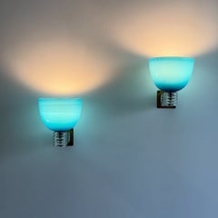 Seltene Wandleuchten von Tomaso Buzzi aus „Blue Incamiciato“ und Blattgold, Venini, 1940er Jahre