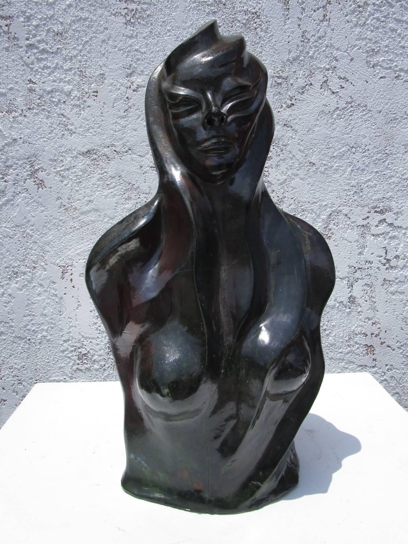 Mid-Century Modern Strong Ceramic Sculpture of Female Bust