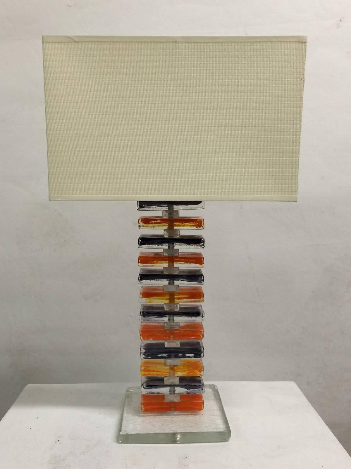 Mid-Century Modern Pair of Geometric Table Lamps  by Murano