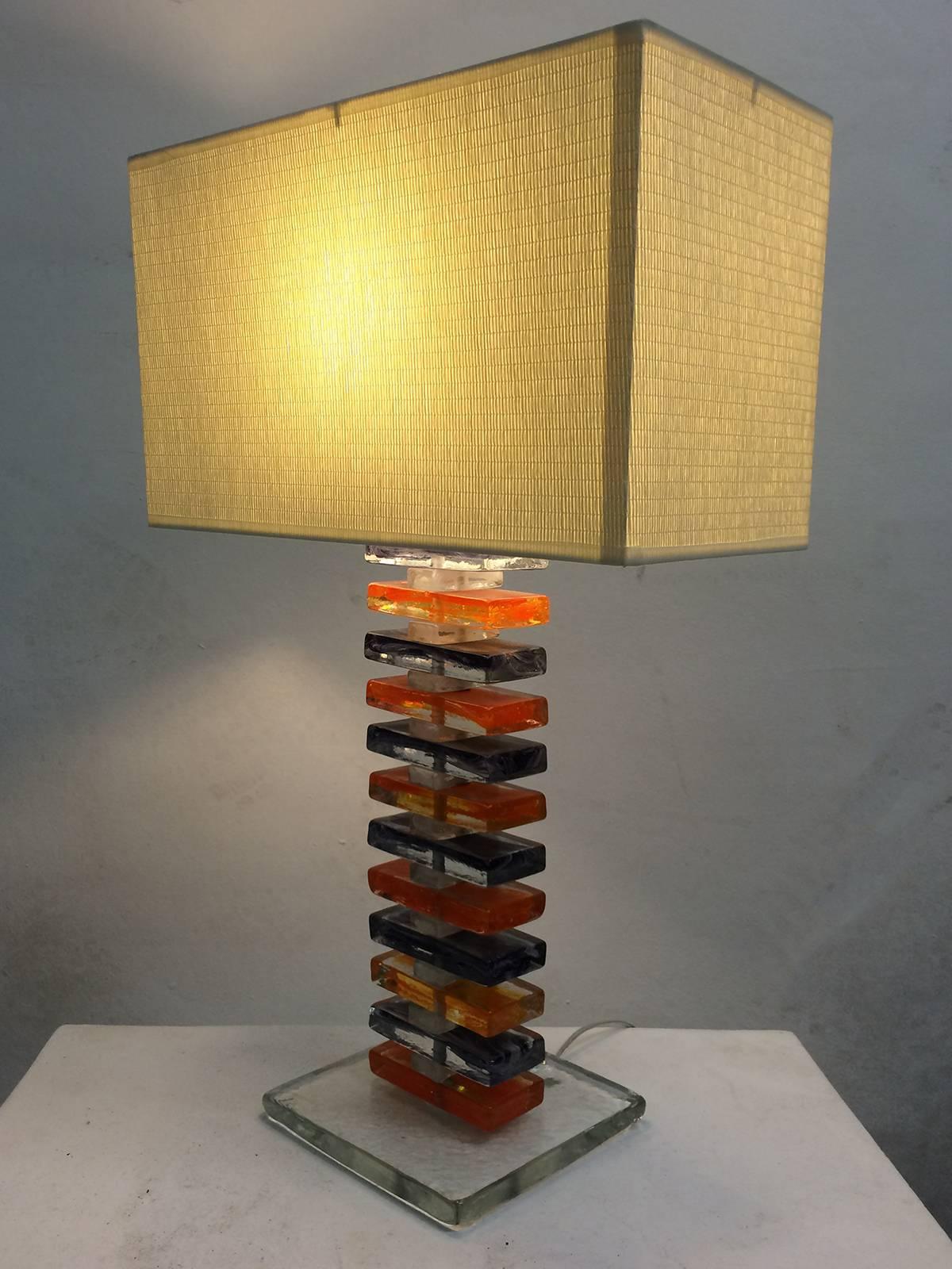 Italian Pair of Geometric Table Lamps  by Murano