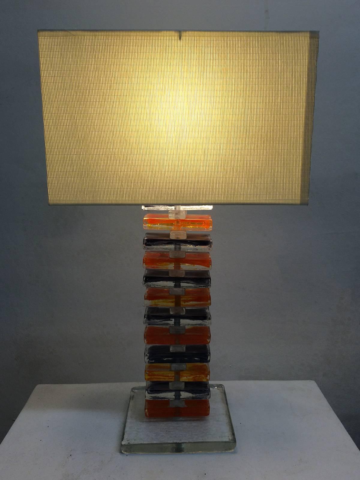Pair of Geometric Table Lamps  by Murano In Excellent Condition In Pasadena, CA