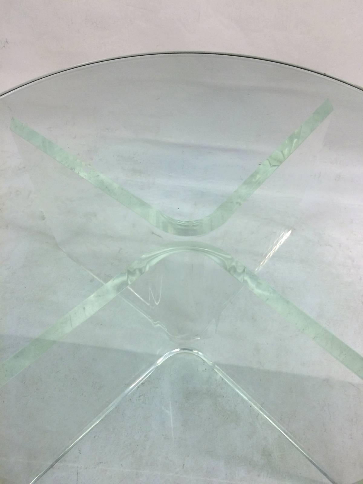20th Century Glass Coffee Table on Bent Lucite Base
