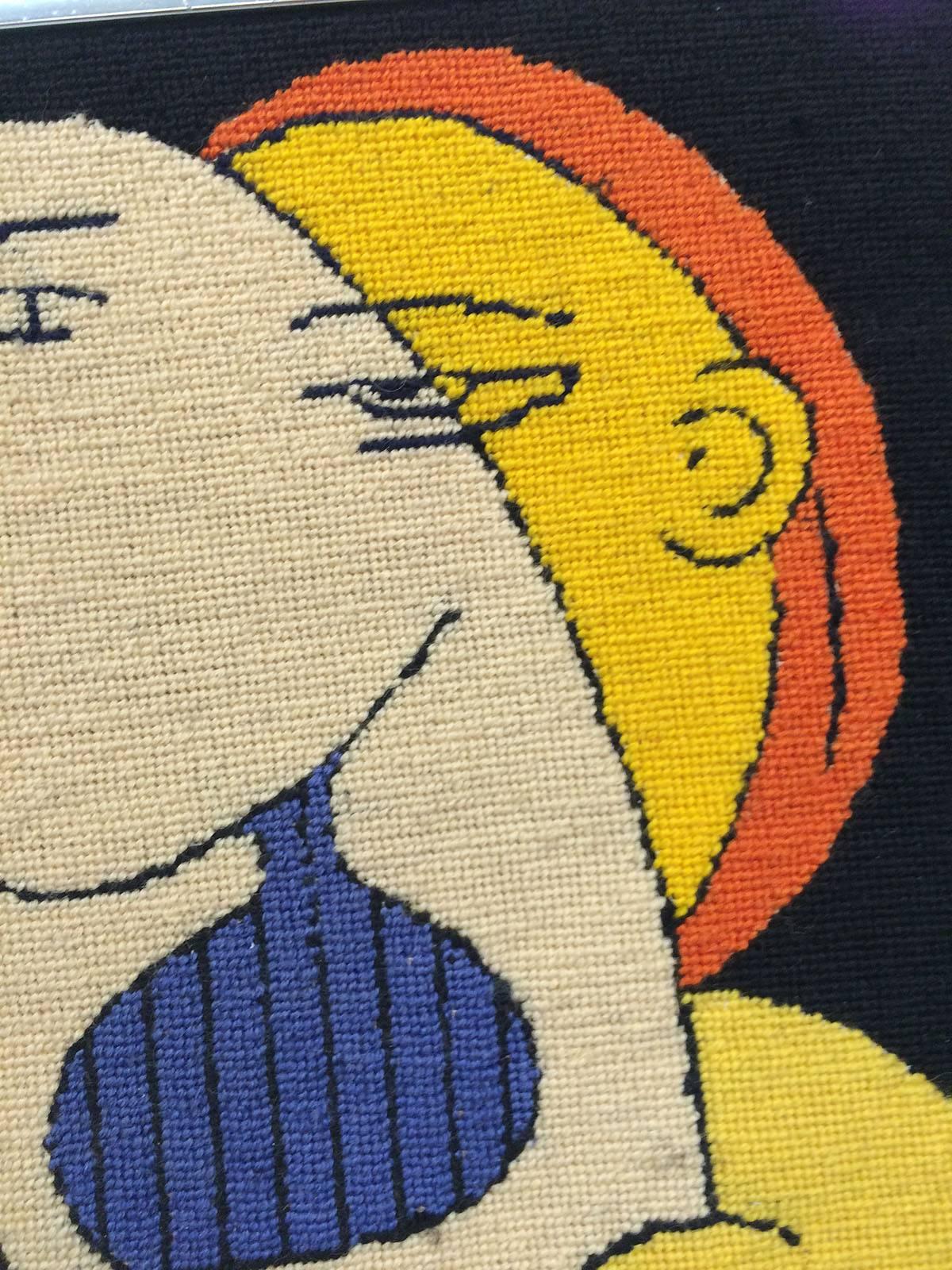 Mid-Century Modern Colorful Needle Point Tapestry after Picasso