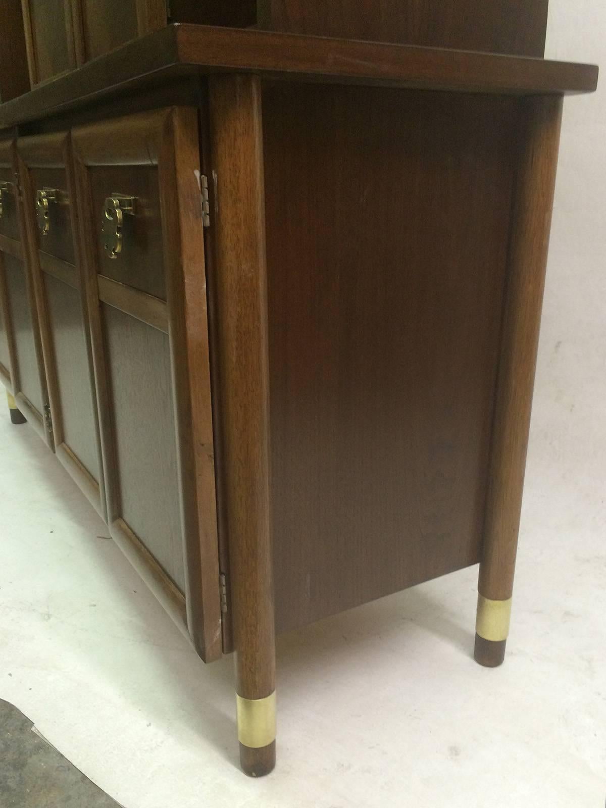 American Mid-Century Two-Tier Walnut Buffet or Credenza