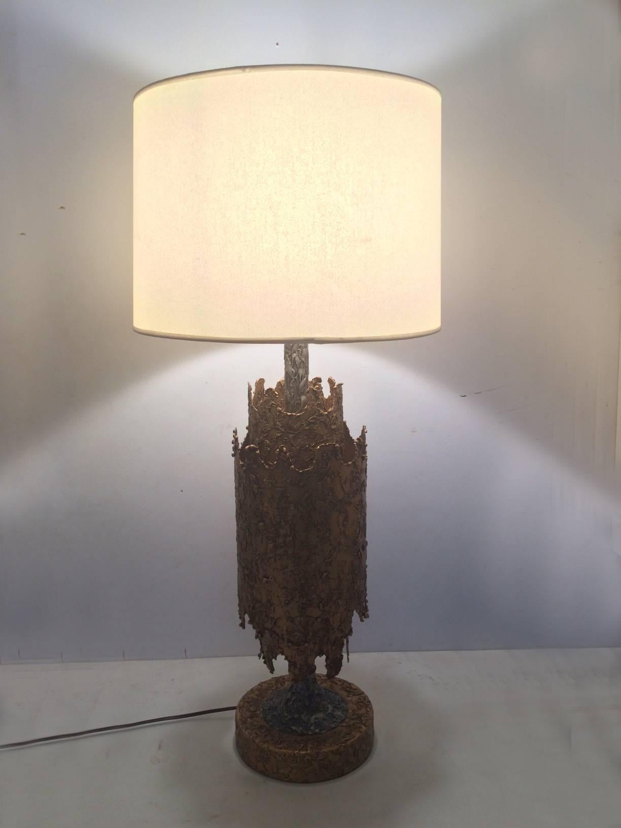 Mid-Century Modern Brutalist Table Lamp by Tom Green for Feldman