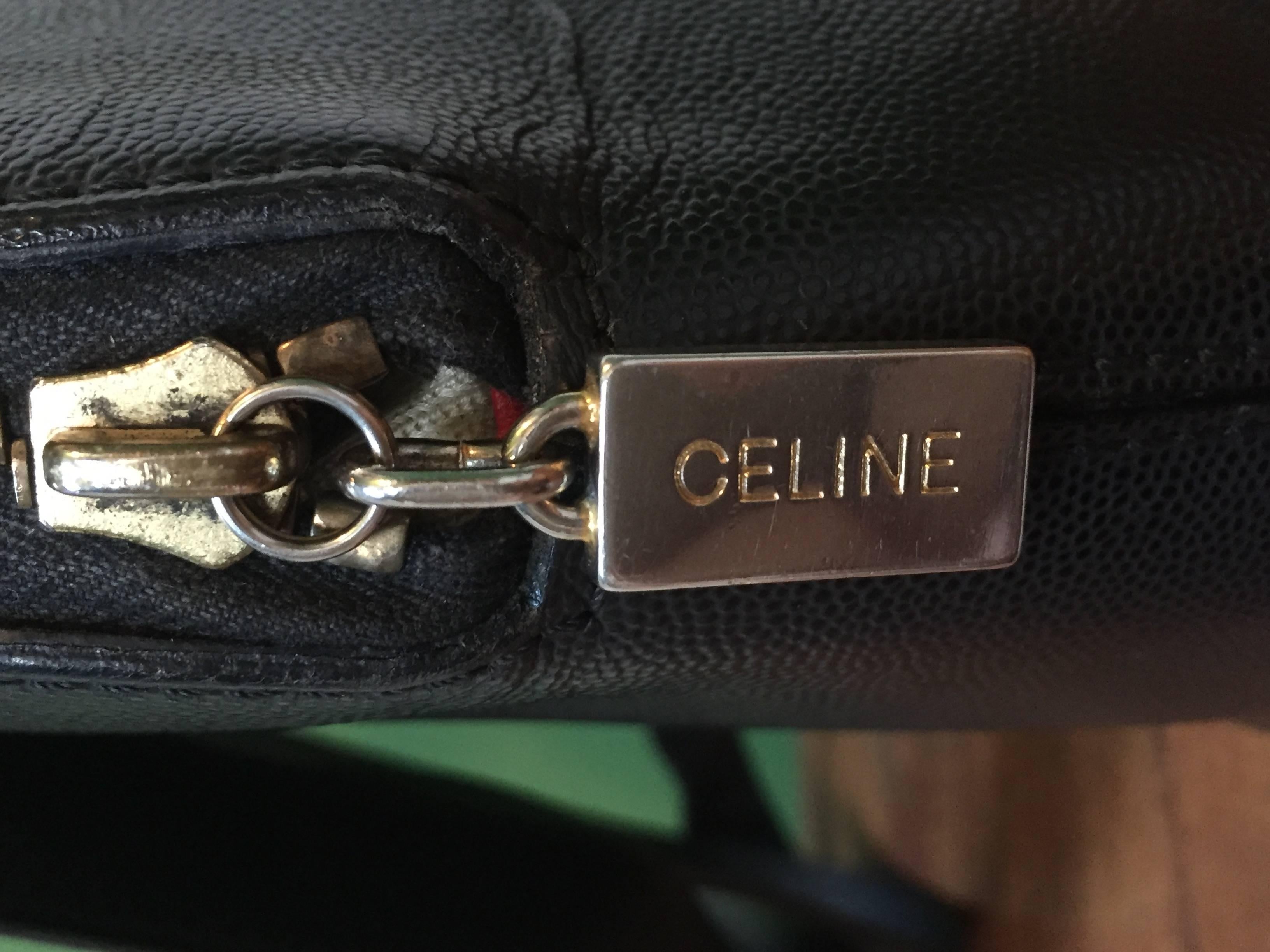 French Rare Celine Black Shoulder Clutch Bag For Sale