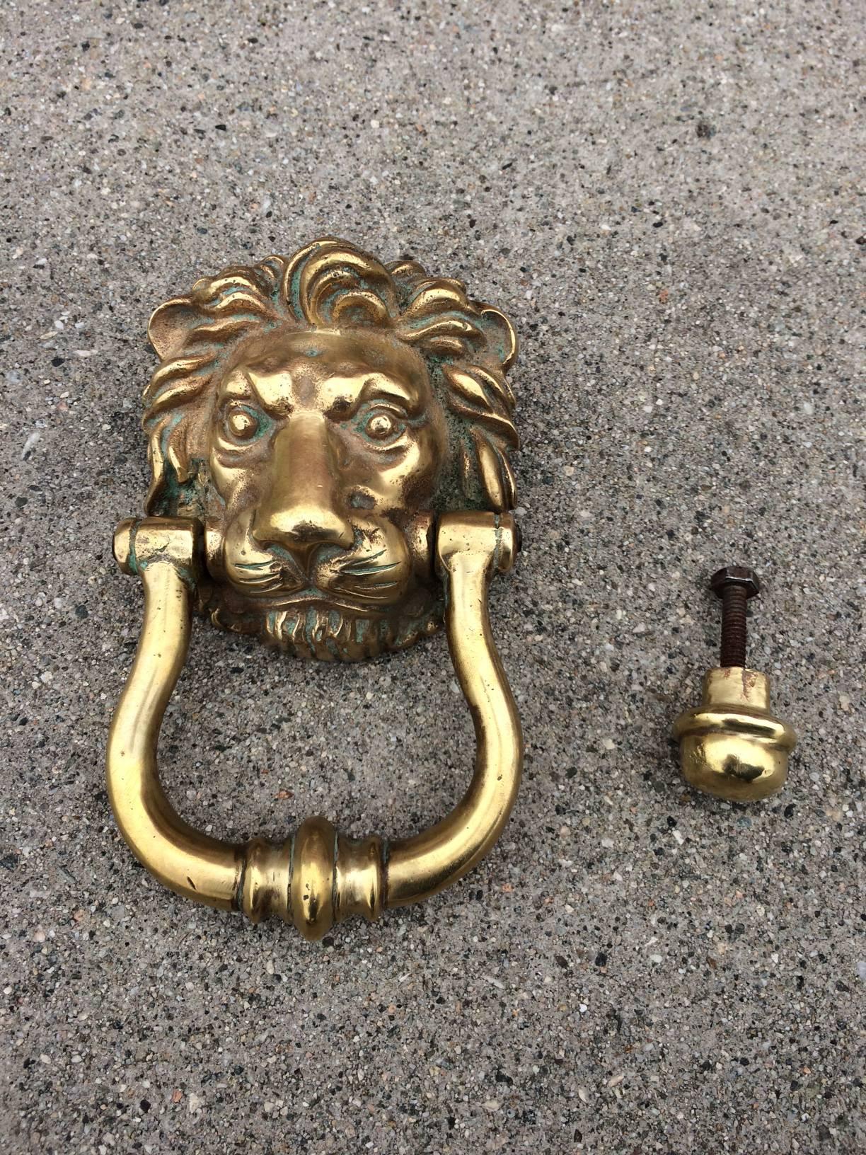 French Lion Door Knocker in Cast Bronze