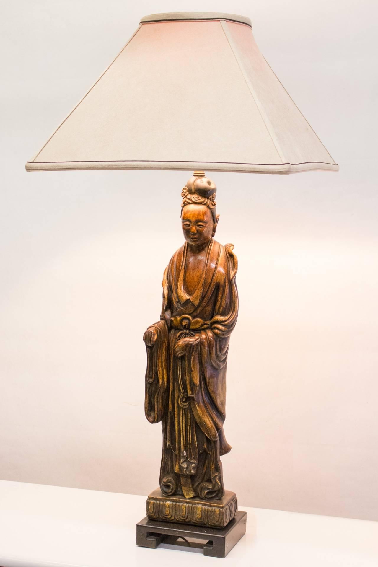 Mid-20th Century Vintage 1940s Figural Quan Yin Lamp