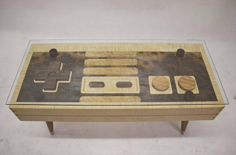 Handcrafted Nintendo Video Game Controller Low Rectangular Wooden Coffee Table At 1stdibs