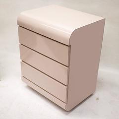 Light Pink Pair of Three-Drawer Nightstands